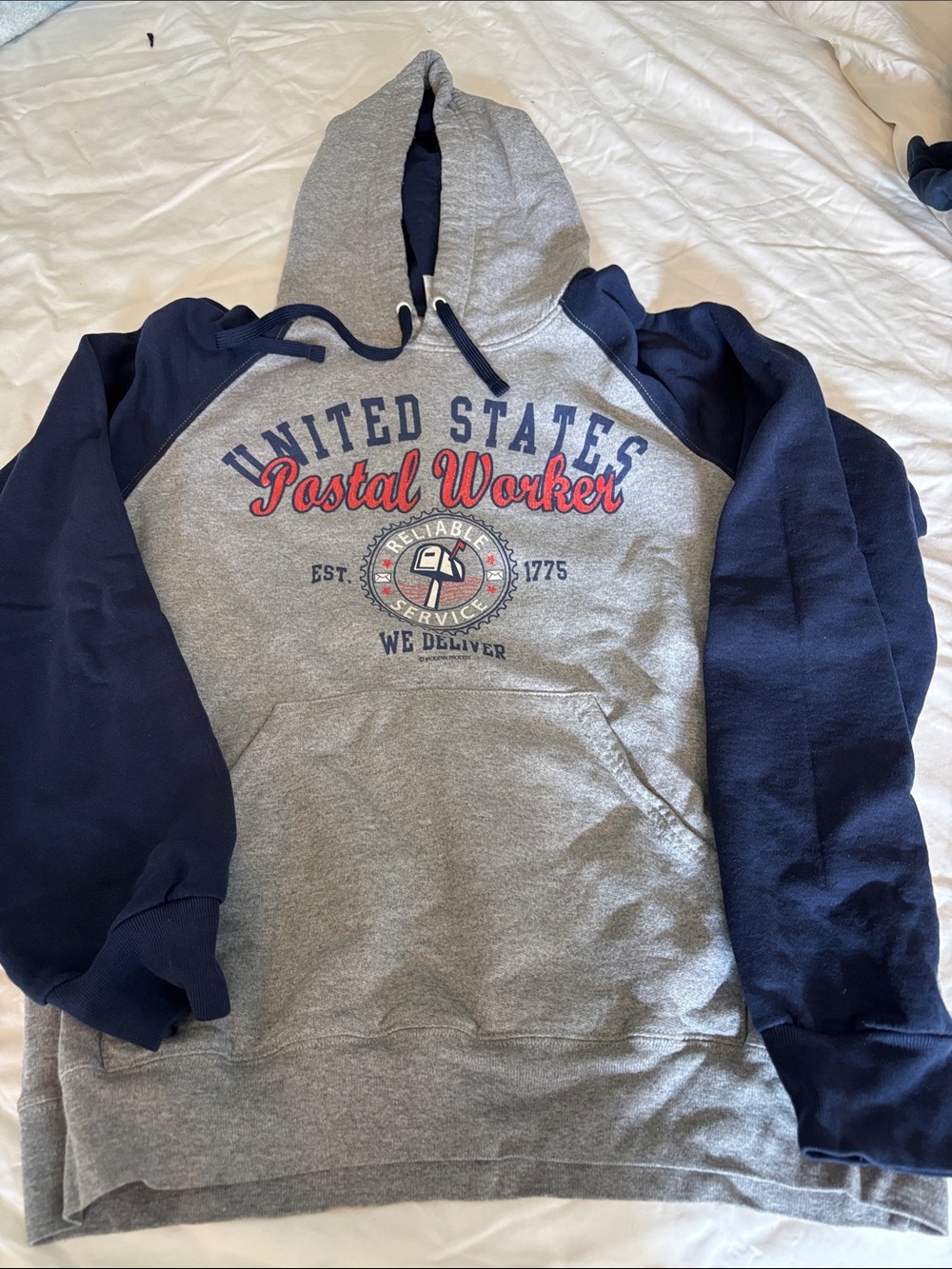 Jerzees Gray and Navy United States Postal Worker Hooded Sweatshirt